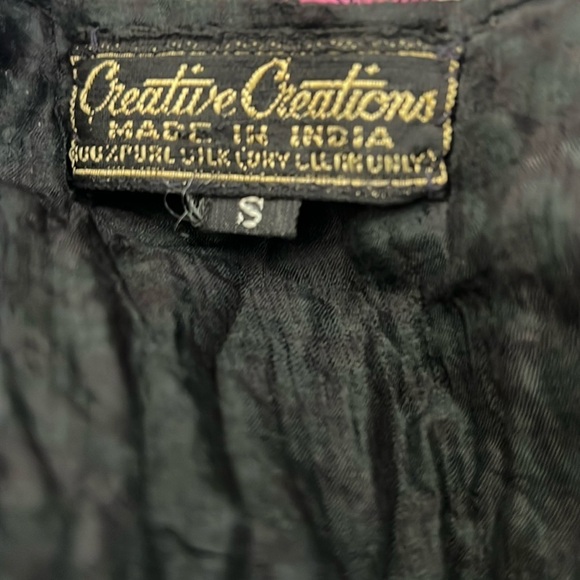 Creative Creations Sz S Black Silver Beaded Pull On V Neck Blouse - Picture 5 of 7